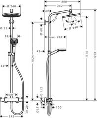 Душевая система с термостатом для душа, хром Hansgrohe Crometta 240 Showerpipe 27267000