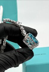 70414 - Роскошное колье TIFFANY из серебра с квадратной подвеской цвета голубого кварца