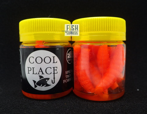 Форелевая силиконовая приманка COOL PLACE MAGGOT FLOATING STRETCH цвет ОРАНЖЕВЫЙ плавающая 40 мм/ 10 шт в банке.