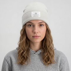 Шапка Alpha Industries Essential Beanie Dune White (Бело-серый)