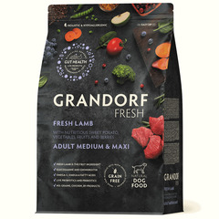 Сухой корм GRANDORF FRESH DOG Lamb MED&MAXI ягненок с бататом для собак средних и крупных пород, чувствительное пищеварение, склонность к аллергии 1кг