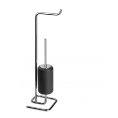 Gessi Goccia 38068#031 Стойка с держателем для туалетной бумаги и ершиком, напольная, цвет: хром/черный фото