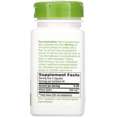 Nature's Way, Willow Bark, 800 mg, 100 Vegan Capsules