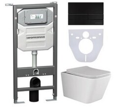 Ceramica Nova CN3007_1002B_1000 Комплект: Подвесной унитаз + Шумоизоляционная панель для инсталляции + Система инсталляции для унитазов с кнопкой смыва фото