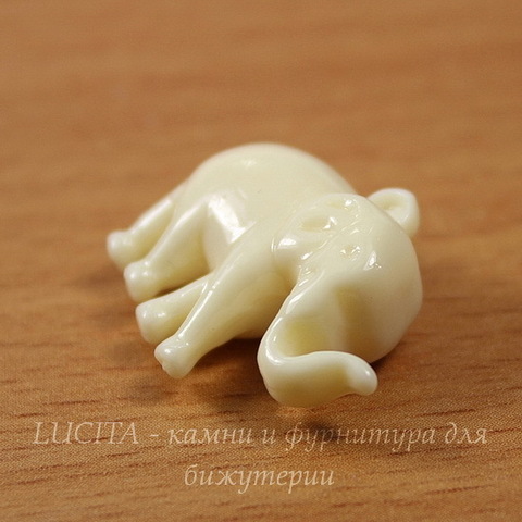 Подвеска Коралл (искусств) "Слон", цвет - белый, 24х19х9 мм