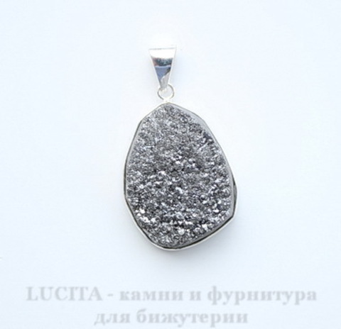 Подвеска Кварц в рамке (цвет - античное серебро) 36,3х24,5х11 мм №42 ()