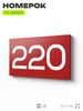 Номер на дверь 220, табличка на дверь для офиса, квартиры, кабинета, аудитории, склада, красная 120х70 мм, Айдентика Технолоджи