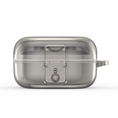 Чехол серого цвета из TPU для наушников Samsung Buds4 и Buds 4 Pro, серия SECI Series от Dux Ducis, в комплекте с карабином
