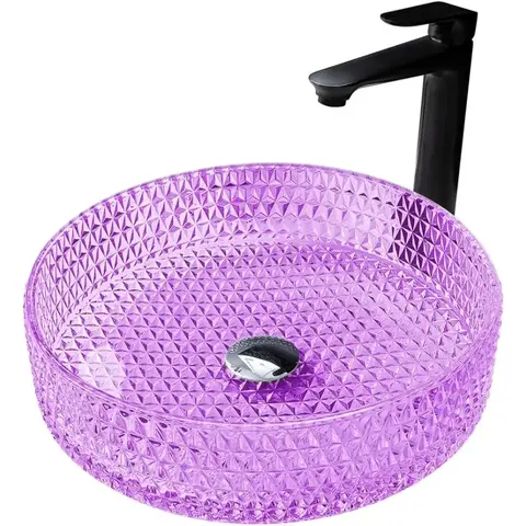 Abber Glass AK2301P Раковина накладная стеклянная, цвет: фиолетовый