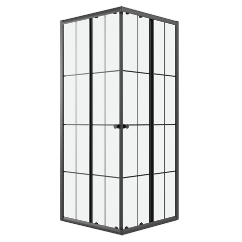 Душевое ограждение Niagara Eco NG-1010-14QKL (100х100х190) квадрат,раздвижное,черный,стекло клетка,1 место