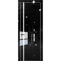 Купить Межкомнатная дверь глянец Pt 8 Платина crystall black алюминиевая кромка Al остеклённая
