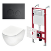 TECE K401115WCR TECEspring Base Комплект 4 в 1 инсталяция, панель смыва LT с круглыми кнопками, черный мат., унитаз модель R