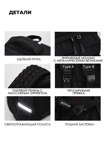 Картинка рюкзак городской Aoking SN57605-7A Black - 9