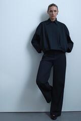 ZARA ПЛОСКИЕ КОЖАНЫЕ БАЛЕТКИ, ЧЕРНЫЙ