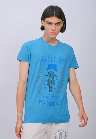 Футболка Bowery NYC Slub "Speed Shop" Pagoda Blue