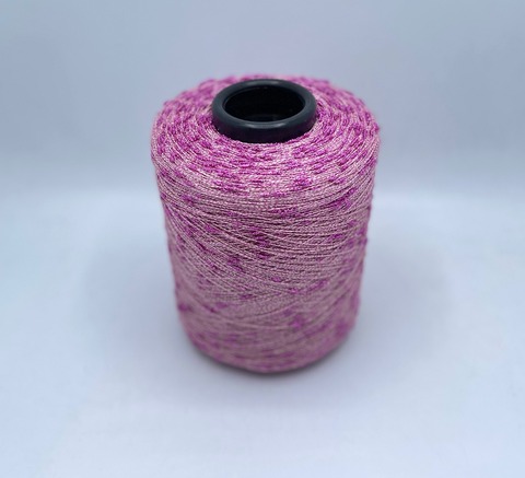 Бобинная пряжа (пр.Италия),art-Cosmos 1000/100гр, 80%Хлопок, 20%Люрекс , цвет-Бледно-розовый+шишибрики. арт.32181