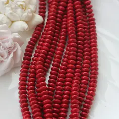 Майорка рондель, красная 8*5 мм, 1 нить, МА122