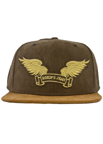 Robin's Jean | Бейсболка мужская OLIVE &amp; WHEAT SUEDE CAP GLD WINGS CAP1017 перед