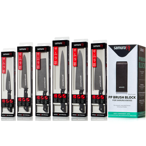 Комплект из 6 кухонных ножей Samura Shadow и подставки 223631071