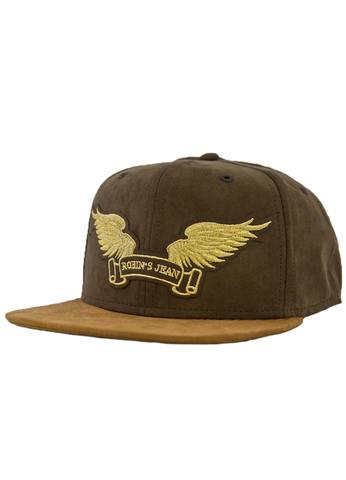 Robin's Jean | Бейсболка мужская OLIVE &amp; WHEAT SUEDE CAP GLD WINGS CAP1017 левый бок