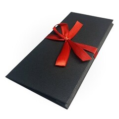 Коробка для денег, тиснение лен, с бантом, Черный, 17*8,3 см, 1 шт.