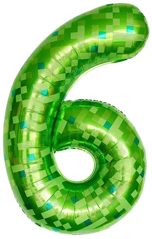 Шар (40''/102 см) Цифра, 6 Пиксели, Зеленый