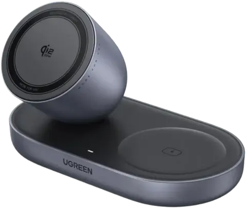 Беспроводная зарядка UGREEN W751 (85400) ZAPIX 25W 2-в-1 Wireless Charger, серый космос