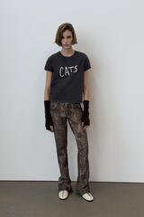 ZARA ДЖИНСЫ-СКИННИ С НИЗКОЙ ПОСАДКОЙ ANIMAL PRIN, КОРИЧНЕВЫЙ