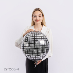 Шар 3D Сфера, Диско, Серебро, 22''/56 см