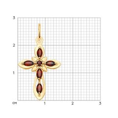 731723 - Подвеска-крест из золота 585 пробы с гранатами