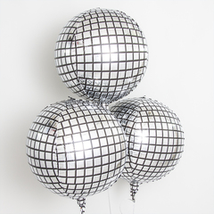 Шар 3D Сфера, Диско, Серебро, 22''/56 см