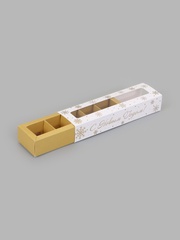Коробка под 5 конфет «Золотые снежинки» 21×5×3.3 см