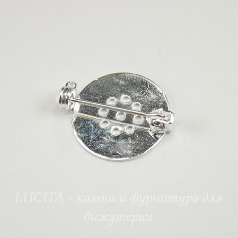 Основа для броши с круглой площадкой 18 мм (цвет - серебро)