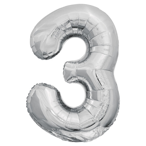 Шар К 34''/86 см, Цифра ЭКО, Серебро, 