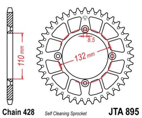 Звезда ведомая алюминиевая JTA895 46BLK