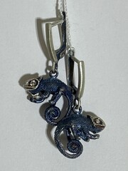 Хамелеон (серьги из серебра)