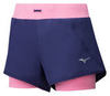 Mizuno Mujin 4.5 2 In 1 Short шорты для бега женские синие-розовые - 1