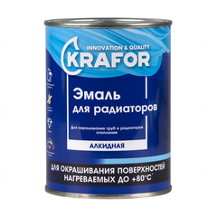 Эмаль для радиаторов и труб отопления Krafor, алкидная, глянцевая, 0,9 кг, белая, 26312