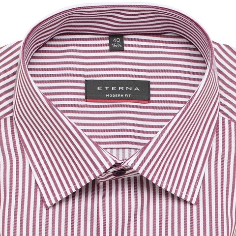 Сорочка Eterna Modernt Fit 4085- X18P-58 в бордово-красную полоску