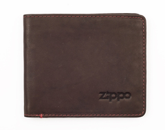 Фото Портмоне ZIPPO, коричневое, натуральная кожа, 11x1,2x10 см