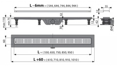 AlcaPlast APZ10-Simple 650M душевой лоток с порогами для перфорированной решётки (APZ10-650M)
