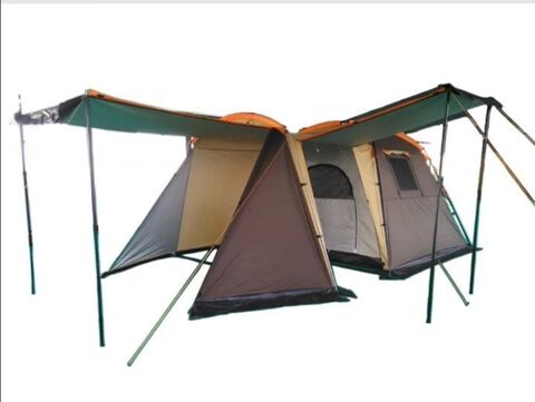4-х местная туристическая кемпинговая палатка Nature camping KRT-104 из стального каркаса для отдыха, путешествий и поездок с 2 навесами