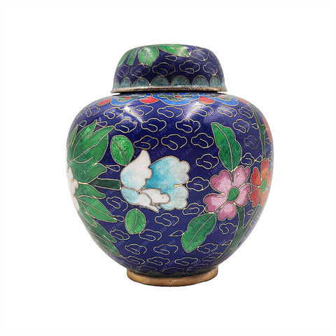 Старинная вазочка с цветами хризантемы в технике Cloisonne (Клуазоне) Китай. 1-я половина XX в.
