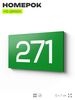 Номер на дверь 271, табличка на дверь для офиса, квартиры, кабинета, аудитории, склада, зеленая 120х70 мм, Айдентика Технолоджи
