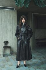 ZARA ДЛИННЫЙ ТРЕНЧ ИЗ 100% КОЖИ — ZW COLLECTION, ЧЕРНЫЙ