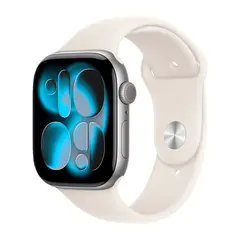 Умные часы Apple Watch Series 11 GPS, 46mm, Space Gray Aluminium Case with Starlight Sport Band, S/M