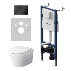 Am.Pm IS90238.741701 Инсталляция с клав PrimeFit S, мат.черный, с подвес унит Sense FlashClean с сид м/лиф фото