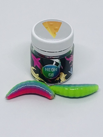 NEON 68 Maggot 46мм (6 шт ) СЫР цвет ЛИМОН/ГОЛУБОЙ/ПУРПУРНЫЙ продажа от 2 шт.