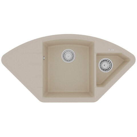 Lemark Irkana 9910044 Кухонная мойка 980 врезная угловая с доп. чашей и крылом из кварцгранита цвет: Бежевый