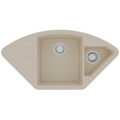 Lemark 9910044 Кухонная мойка Lemark IRKANA 980 врезная угловая с доп. чашей и крылом из кварцгранита цвет: Бежевый фото